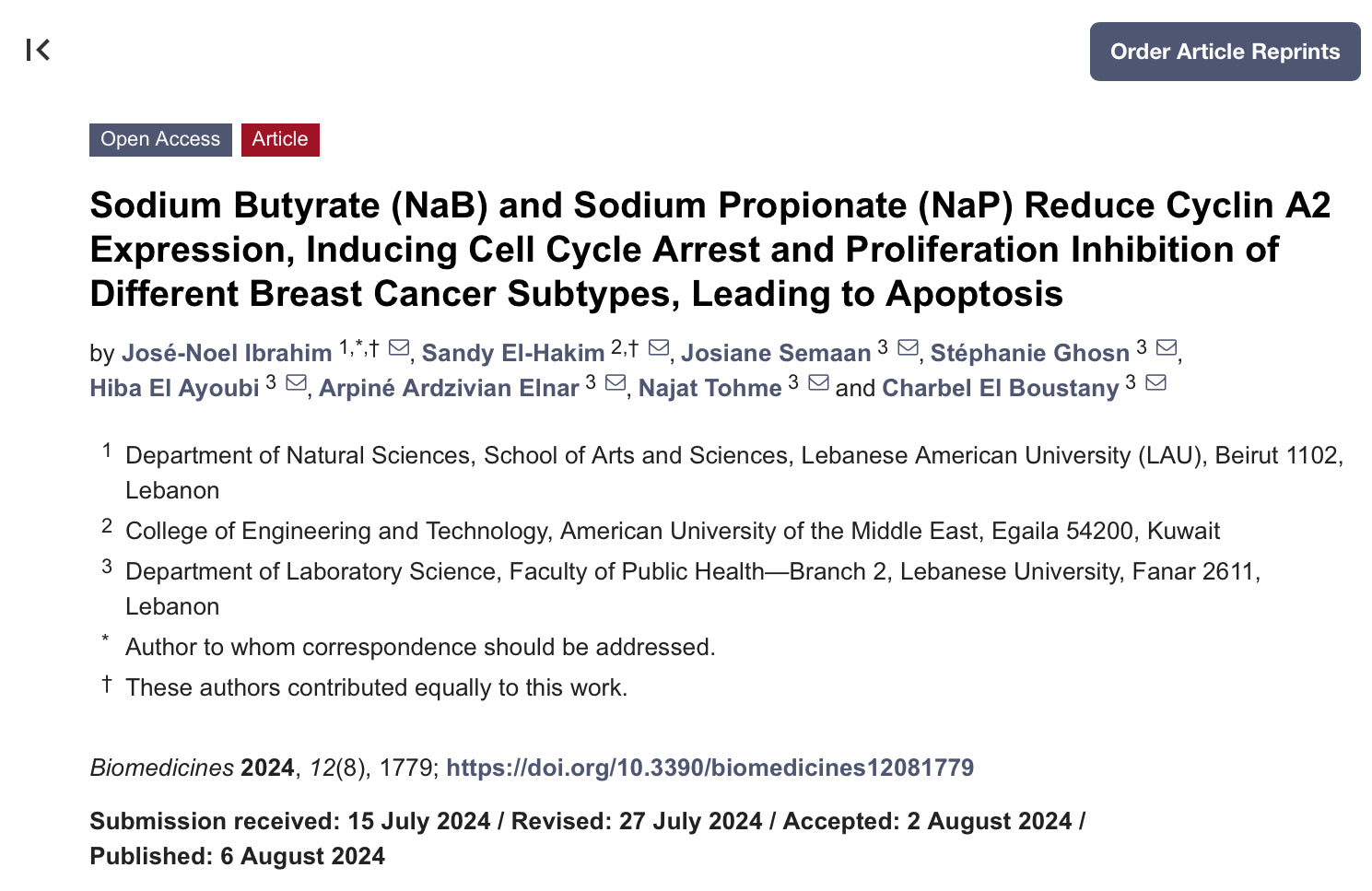 New Research Just Published on Sodium Butyrate and Breast Cancer